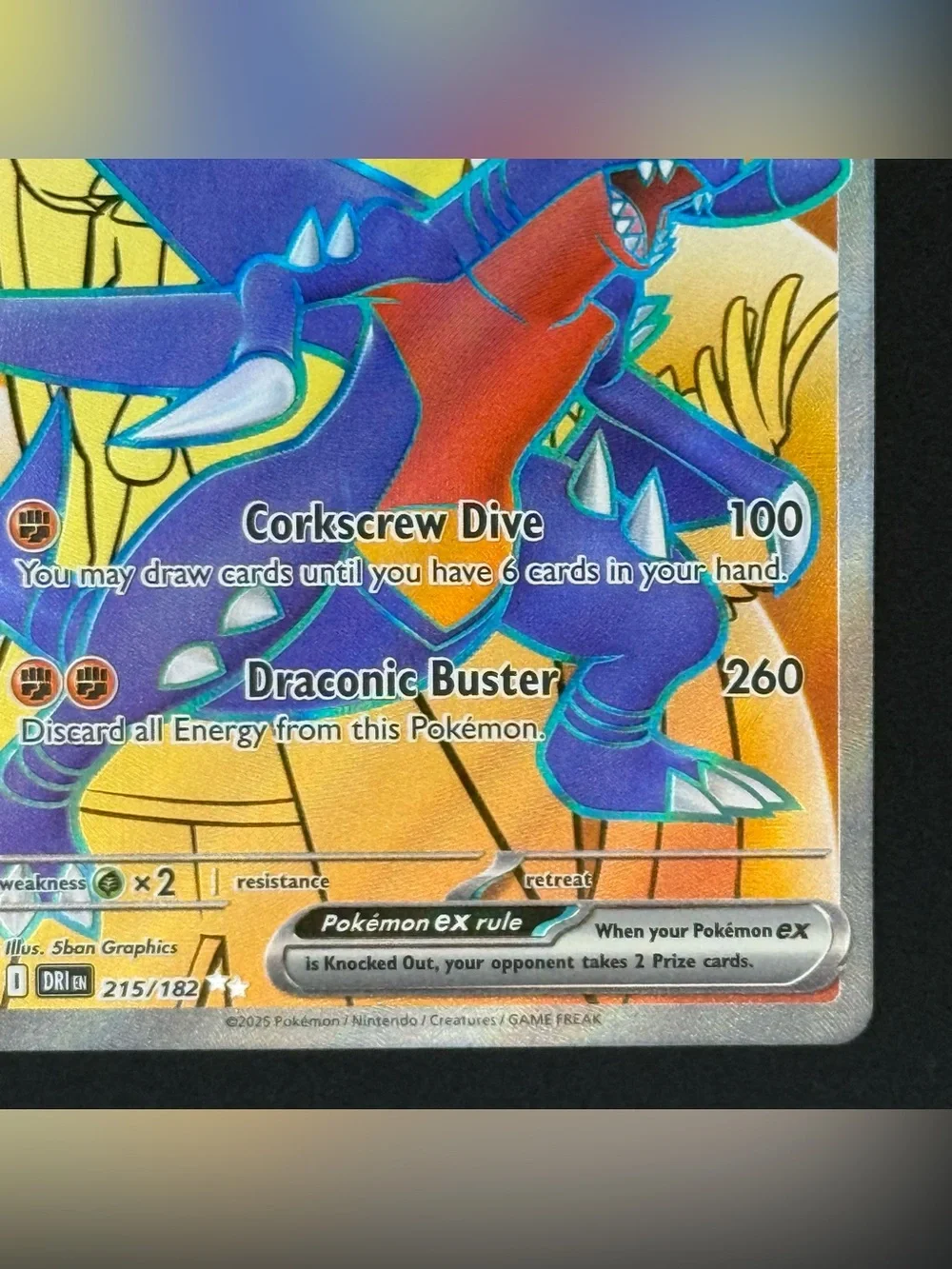 Pokémon TCG Cynthia's Garchomp EX 215/182 Ultra Rare Full Art Destined Rivals